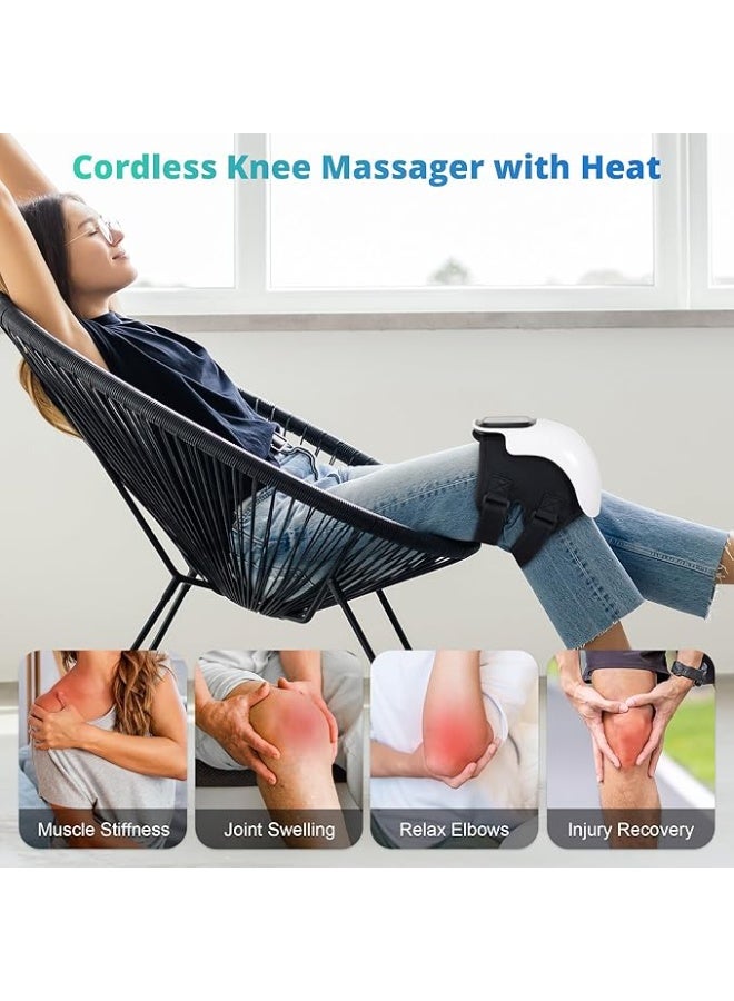 جهاز تدليك الركبة اللاسلكي مع 3 مستويات حرارة، 3 أوضاع اهتزاز، شاشة LED وأحزمة قابلة للتعديل لتخفيف الألم، مناسب للرجال والنساء - Image 3